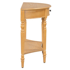 TREXM Farmhouse Half Moon Console Table with Drawer & Shelf - Rustic Accent Table, Sofa Table for Entryway, Living Room, Hallway and Foyer (Natural)