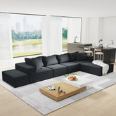 Modern Upholstered Sectional Sofa Couch Set,Modular 132" L Shaped Sectional Living Room Sofa Set With 6 Pillows,Free Combination Sofa Couch for Living Room,Bedroom