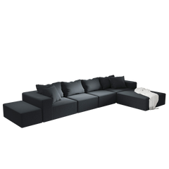 Modern Upholstered Sectional Sofa Couch Set,Modular 132" L Shaped Sectional Living Room Sofa Set With 6 Pillows,Free Combination Sofa Couch for Living Room,Bedroom