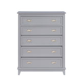 Gray Finish Storage Chest with 5 Drawers Wooden Modern Bedroom Furniture 1pc Vertical Dresser