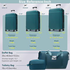 Luggage Set 5 Piece, Hardside Carry on Suitcase , Expandable Luggage with Travel Bags Spinner Wheels TSA Lock