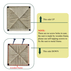 Creamy White Paper Rope Woven Bar Stools Set of 2 Hand Weave Counter Stool with footrest for Kitchen Island, Dining Room (Creamy White)