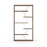 Furnish Home Store Wood Frame Etagere Open Back 6 Shelves Bookcase Industrial Bookshelf for Office and Living Rooms Modern Bookcases Large Bookshelf Organizer, Walnut/Chrome