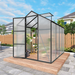 Newly marketed Gain height windproofaluminum greenhouse 6x8 FT Polycarbonate Greenhouse Raised Base and Anchor Aluminum Heavy Duty Walk-in Greenhouses for Outdoor Backyard in All Season