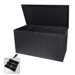230 Gallon Resin Outdoor Deck Box Waterproof, Extra Large Patio Storage Box with Lockable Storage Containers for Patio Furniture Cushions, Pool Accessories, Garden Tools