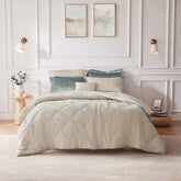 4 PCS King/Cal King Velvet Duvet Cover Set with Throw Pillow Champagne