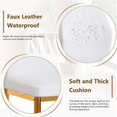 Set of 4 Gold - and - White Dining Chairs, 37 inches High: Ergonomic PU Backrest, Combines Comfort and Style.Perfectly blends comfort and elegance, Injecting more comfort and style into dining time.