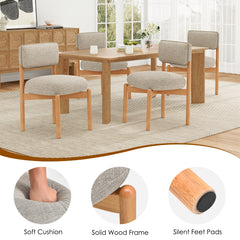 Modern Wooden Blended Linen Kaki Dining Chair (Set of 2)