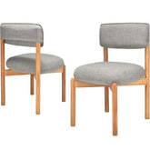 Modern Wooden Blended Linen Kaki Dining Chair (Set of 2)