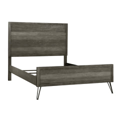 Unique Design 3-Tone Gray Finish 1pc Eastern King Bed Metal Legs Horizontal Slat Design Headboard Footboard Bedroom Furniture