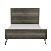 Unique Design 3-Tone Gray Finish 1pc Eastern King Bed Metal Legs Horizontal Slat Design Headboard Footboard Bedroom Furniture
