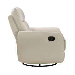 Luxurious Swivel Glider Reclining Chair 1pc Taupe Leather Upholstery Plush Comfort Living Room Furniture