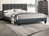 Modern 1pc Queen Size Bed Charcoal Polyfiber Tufted Headboard Platform Bedframe Bedroom Furniture