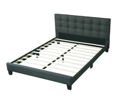 Modern 1pc Queen Size Bed Charcoal Polyfiber Tufted Headboard Platform Bedframe Bedroom Furniture