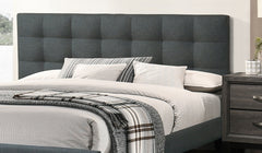 Modern 1pc Queen Size Bed Charcoal Polyfiber Tufted Headboard Platform Bedframe Bedroom Furniture