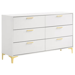 Karena White Rectangular 6-drawer Dresser