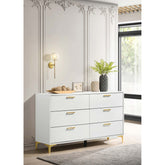 Karena White Rectangular 6-drawer Dresser