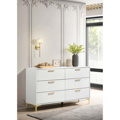 Karena White Rectangular 6-drawer Dresser