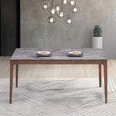 Mid-Century Modern Dining Furniture 1pc Walnut Finish Dining Table Wooden Sleek Design