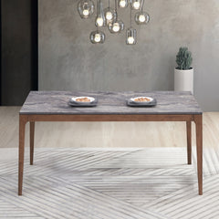 Mid-Century Modern Dining Furniture 1pc Walnut Finish Dining Table Wooden Sleek Design
