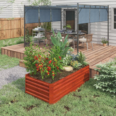 Outsunny Galvanized Raised Garden Bed Kit, Large and Tall Metal Planter Box for Vegetables, Flowers and Herbs, Reinforced, 6' x 3' x 2', Dark Brown