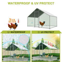 Multi-functional Waterproof and UV-Protected Outdoor Metal Chicken Coop Cover with 22 Free Bungee Balls