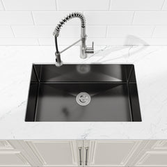 Stainless Steel Kitchen Sink, 30″x19″ Single Bowl, Undermount HandmadeSink in Black, with US Standard Drain and Hook, SS-BL-05
