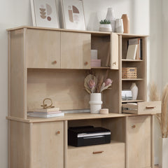Desktop Hutch with Adjustable Shelves, Brown finish
