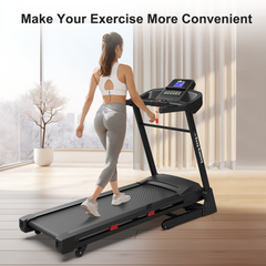 Treadmills for Home, Electric Treadmill with Automatic Incline, Foldable 3.5HP Workout Running Machine Walking, Double Running Board Shock Absorption Pulse Sensor Bluetooth Speaker APP FITSHOW.400lbs