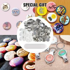 500 Sets 2.25 inch 58mm Pin Back Button Parts, DIY Round Button Badge Parts, Set Includes Metal Top, Plastic/Metal Button, Clear Film, and Blank Paper For Gifts Presents, Machine NOT Included