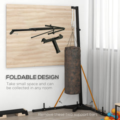 Soozier Foldable Punch Bag Stand, Height Adjustable Heavy Bag Stand with Weighted Base, Free Standing for Home Gym, Stand Only