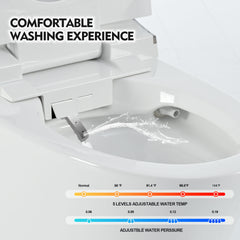 Luxury Smart Toilet with Dryer and warm water, Elongated Bidet Toilet with Heated Seat, with Remote Control, LED Night Light, Power Outage Flushing, Soft Close Cover,Whit