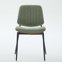 Dining Chairs Set of 2 Mid Century Modern Retro Linen Chair with Walnut Bentwood Back Upholstered Seat Metal Legs Adjustable Foot for Kitchen Dining Room Chairs(Olive Green Linen),SW1849GR