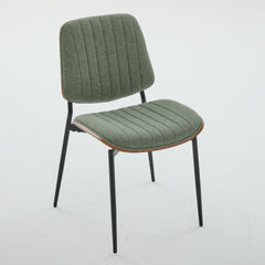 Dining Chairs Set of 2 Mid Century Modern Retro Linen Chair with Walnut Bentwood Back Upholstered Seat Metal Legs Adjustable Foot for Kitchen Dining Room Chairs(Olive Green Linen),SW1849GR