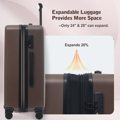 Luggage Sets 5 Piece with Front Opening, Hardside Expandable Carry On Suitcase Set with Double Spinner Wheel, Lightweight Travel Luggage with USB Port,TSA Locks(20"24"28")