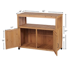 Wooden Patio Bar Table Set with Storage, Buffet Cabinet Sideboard for Outdoor and Indoor