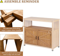 Wooden Patio Bar Table Set with Storage, Buffet Cabinet Sideboard for Outdoor and Indoor
