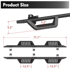 Running Boards For 18-26 Jeep Wrangler JL Black Powder Coated Side Steps Bars