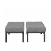 Set of 2 24" Aluminum Patio Ottomans with Dark Gray Cushions, All-Weather Footrests