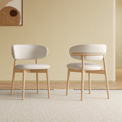 Mid-Century Modern wood feet Dining Chair (Set of 2) – Stylish Wooden Chairs for Dining Room, Kitchen, or Living Room, Comfortable & Durable, Easy to Assemble (Natural wood color)