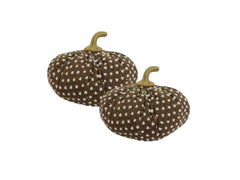Set of 2, 7.5x7.5x5.5" Brown Pumpkin with White Point Pattern, Pumpkin Ornament Decor for Holiday Harvest Festival Fall Festival & Thanksgiving