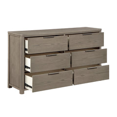 Contemporary Light Gray Finish Dresser of 6-Drawers Dovetail Bedroom Furniture 1pc Durable Wood