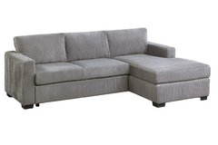 L-Shaped Sectional Sofa 2pc Square Arms Plastic Legs right Arm Chaise Left Arm Sofa Light Gray Finish Primary Living Room