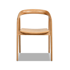 Simeon 21" Scandinavian Sculpted Oak Wood Dining Chair, Warm Natural Brown Oak Wood