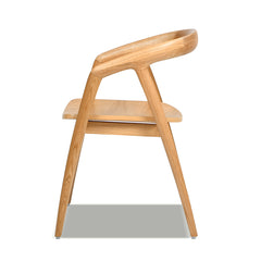 Simeon 21" Scandinavian Sculpted Oak Wood Dining Chair, Warm Natural Brown Oak Wood
