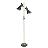 Axis Brassed Gold Floor Lamp with 4-Way Switch Double Spots with Metal Base