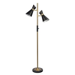 Axis Brassed Gold Floor Lamp with 4-Way Switch Double Spots with Metal Base