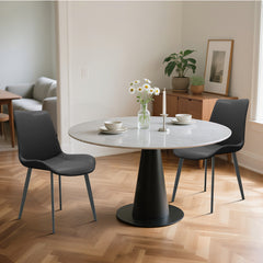 Black PU Leather Dining Chair with Metal Legs, Modern Upholstered Chair Set of 2 for Kitchen, Restaurant, Living, Meeting Room