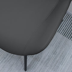 Black PU Leather Dining Chair with Metal Legs, Modern Upholstered Chair Set of 2 for Kitchen, Restaurant, Living, Meeting Room