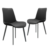 Black PU Leather Dining Chair with Metal Legs, Modern Upholstered Chair Set of 2 for Kitchen, Restaurant, Living, Meeting Room